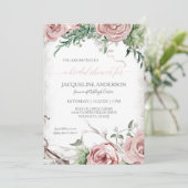 Rustige Floral Vrijgezellenfeest BOHO Blush Waterv Kaart (Staand voorkant)