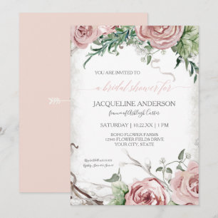 Rustige Floral Vrijgezellenfeest BOHO Blush Waterv Kaart