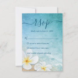 Rustige Floral Waterverf Elegant Beach Wedding RSVP Kaartje