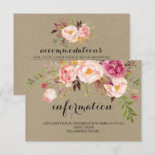 Rustige Floral Wedding Information/Details2-Side-2 Informatiekaartje (Voorkant / Achterkant)
