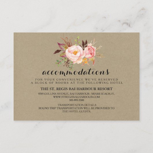 Rustige Floral Wedding Information/Details2-Side-2 Informatiekaartje (Achterkant)