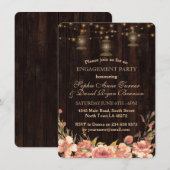 Rustige Floral Wood Old Lantern Engagement Party Kaart (Voorkant / Achterkant)