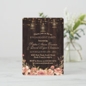 Rustige Floral Wood Old Lantern Engagement Party Kaart (Staand voorkant)