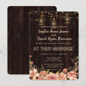 Rustige Floral Wood Old Lantern Wedding Invite Kaart (Voorkant / Achterkant)