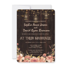 Rustige Floral Wood Old Lantern Wedding Invite