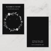 Rustige Floral Wreath Earring Display Black Kaart Visitekaartje (Voorkant / Achterkant)