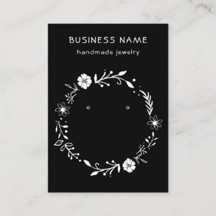 Rustige Floral Wreath Earring Display Black Kaart Visitekaartje