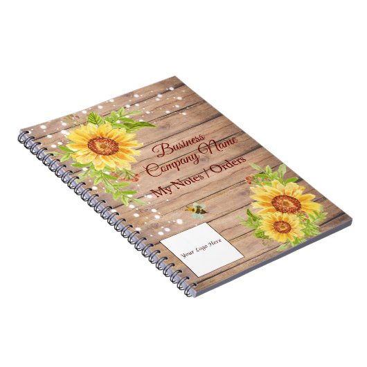 Rustige Floral Yellow Sunflower Business Notitieboek (Rechterzijde)
