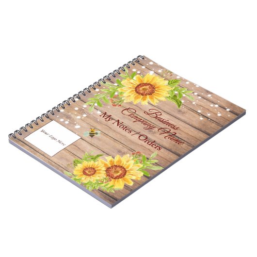 Rustige Floral Yellow Sunflower Business Notitieboek (Linkerzijde)