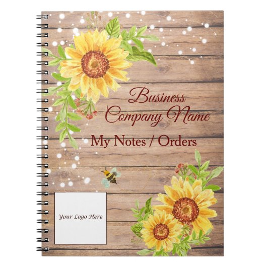 Rustige Floral Yellow Sunflower Business Notitieboek (Voorkant)