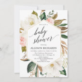 Rustige florale blush roze herfst baby shower kaart (Voorkant)