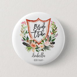 Rustige florale boho florale bride tribe/bridesmaï ronde button 5,7 cm