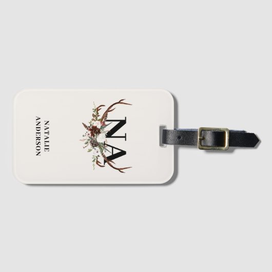 rustige florale botanische gepersonaliseerde herfs bagagelabel (Voorkant (horizontaal))