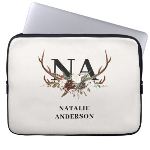 rustige florale botanische gepersonaliseerde herfs laptop sleeve