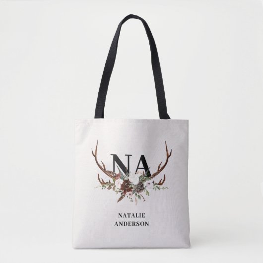 rustige florale botanische gepersonaliseerde herfs tote bag (Voorkant)