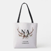 rustige florale botanische gepersonaliseerde herfs tote bag (Achterkant)