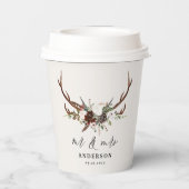 rustige florale botanische gepersonaliseerde stag  papieren bekers (Achterkant)