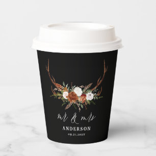 rustige florale botanische gepersonaliseerde stag papieren bekers