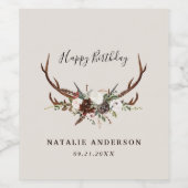 rustige florale botanische gepersonaliseerde verja wijn etiket (Enkel label)