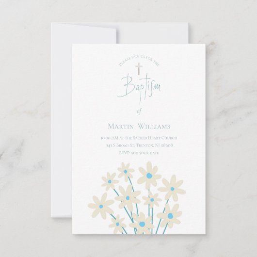 rustige florale decor | Baptisme-uitnodiging Kaart (Voorkant)