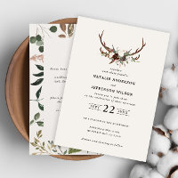 Rustige florale en stag antlers bruiloft