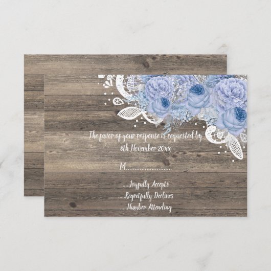 Rustige  florale Lila Bouquet RSVP Kaart (Voorkant / Achterkant)