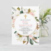 Rustige, florale, troebele, lichtroze, witte meisj kaart (Staand voorkant)