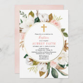 Rustige, florale, troebele, lichtroze, witte meisj kaart (Voorkant / Achterkant)