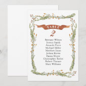 Rustige florale trouwzittingskaart. Landenplan Kaart (Voorkant / Achterkant)