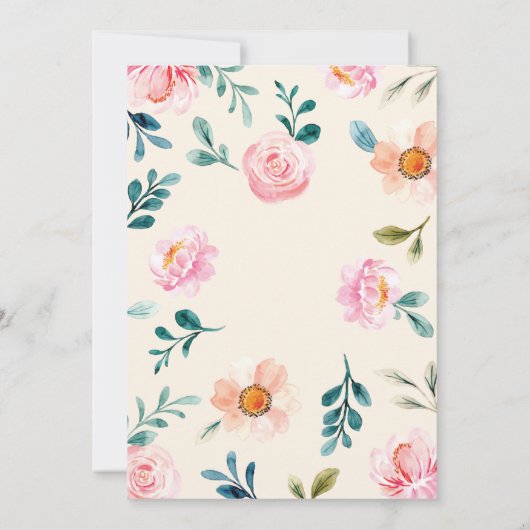 rustige florale waterverf trouwuitnodigingen kaart (Achterkant)