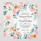 rustige florale waterverf trouwuitnodigingen kaart (Voorkant / Achterkant)