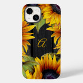 Rustige florale zonnebloemen gele schuurhoutmonogr Case-Mate iPhone case (Achterkant)