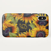 Rustige florale zonnebloemen gele schuurhoutmonogr Case-Mate iPhone case (Achterkant (horizontaal))