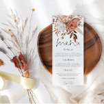 Rustige Florals Pampas Grasses Fall Wedding Menu<br><div class="desc">Rustic Florals Pampas Grasses vieren het huwelijk. De herfst gekleurde floralen sluiten de bovenkant,  met een elegant manuscript voor Menu en gemakkelijk om de rest van de tekst aan uw vereisten te personaliseren.</div>