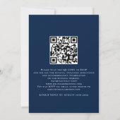 Rustige Florals QR Code Navy Blue Wedding Kaart (Achterkant)