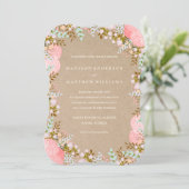 Rustige Flowers Border | Uitnodiging tot weddensch (Staand voorkant)