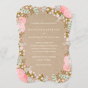 Rustige Flowers Border   Uitnodiging tot weddensch
