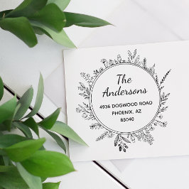 Rustige Flowers Round Custom Return Address Stamp Rubberstempel