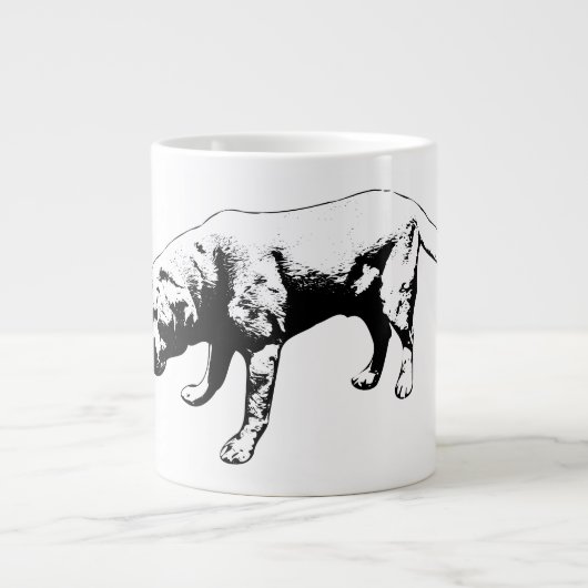 Rustige focus in zwart-wit grote koffiekop (Voorkant)