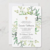 Rustige Foliage Cross Baptism Uitnodiging (Voorkant)