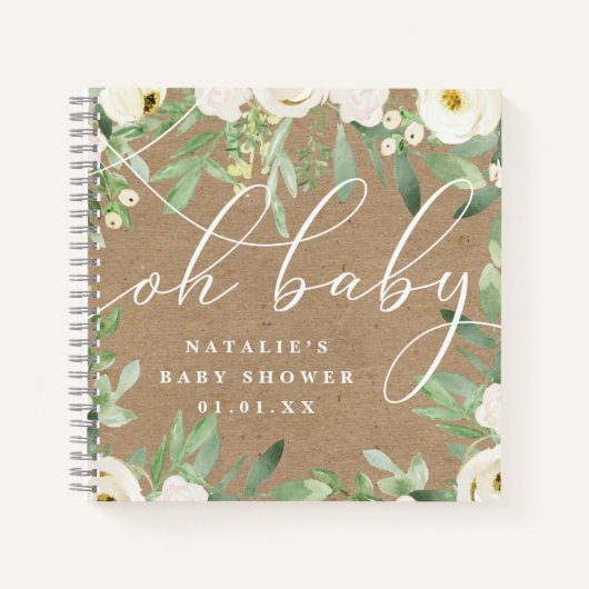 Rustige Foliage en White Baby shower Guest Book Notitieboek (Voorkant)