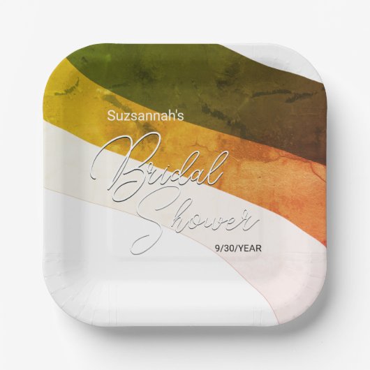 Rustige Forest Green Gold Cream Streams op maat Papieren Bordje (Voorkant)