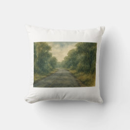 Rustige Forest Road Waterverf Rustige platteland Kussen