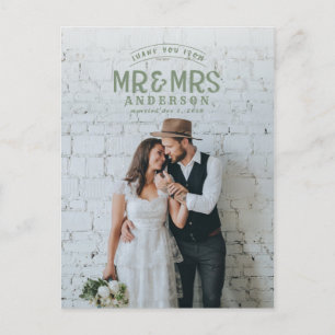 Rustige foto bedankt trouwaankondiging aankondigingskaart