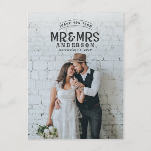 Rustige foto bedankt trouwaankondiging aankondigingskaart