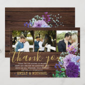 Rustige FOTO Bedankt voor je kaarten Blauwe Bloeme (Voorkant / Achterkant)