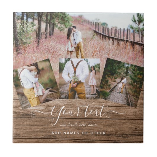 Rustige FOTO COLLAGE Cadeautekst Unieke unieke tek Tegeltje (Voorkant)