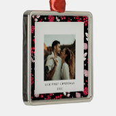 Rustige foto van het zwarte en rode kerstpatroon metalen ornament (Rechts)