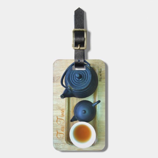 Rustige foto-verplaatsing van theezetkamer bagagelabel (Voorkant verticaal)