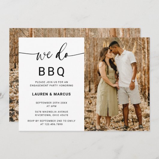 Rustige foto we doen BBQ Script Engagement Party Kaart (Voorkant / Achterkant)